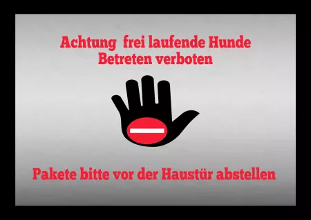 Warnschild Zutritt verboten Warnung - Zutritt verboten Achtung Freilaufende Hunde Bild