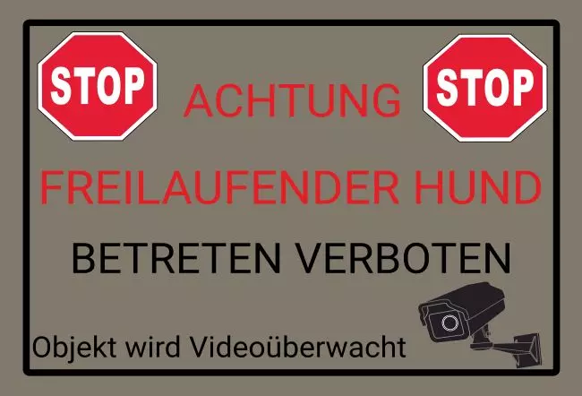 Warnschild Zutritt verbotenWarnung - Zutritt verboten Achtung freilaufender Hund Bild