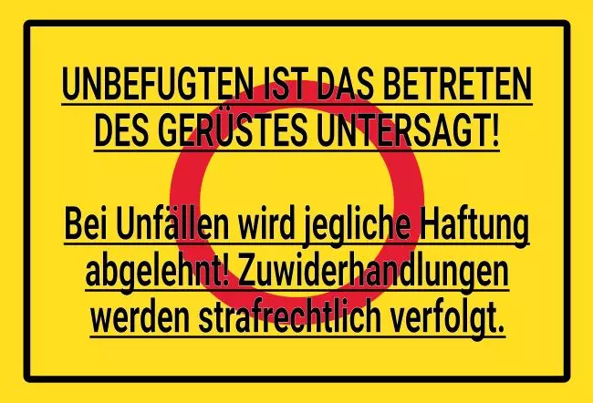 Warnschild Zutritt verbotenWarnung - Zutritt verboten Keine Haftung Bild