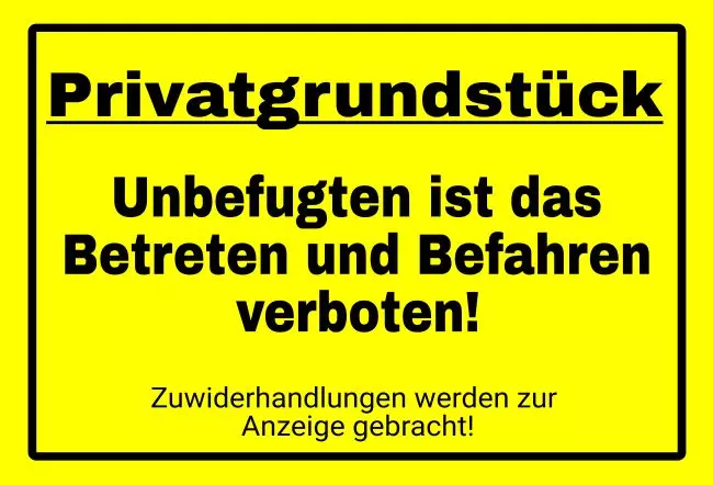 Warnschild Zutritt verbotenWarnung - Zutritt verboten Privatgrundstück Bild