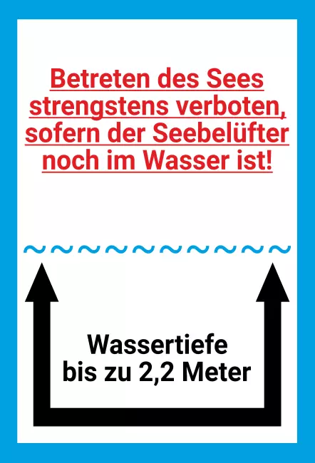 Warnschild Zutritt verboten Warnung - Zutritt verboten Wassertiefe 2,2 Meter Bild