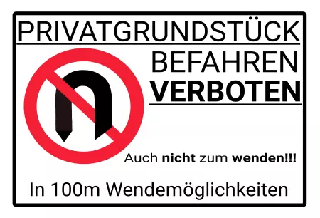 Warnschild Zutritt verbotenWarnung - Zutritt verboten PRIVATGRUNDSTÜCK BEFAHREN VERBOTEN Bild
