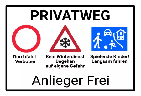 Warnschild Zutritt verbotenWarnung - Zutritt verboten PRIVATWEG Anlieger Frei Bild